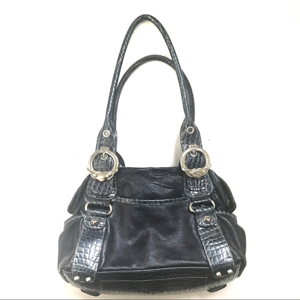 Blue Vinyl Shoulder Bag - Kathy Van Zeeland